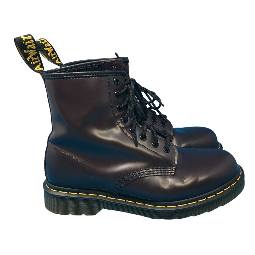 Dr. Martens 1460 Lace Up Combat Boots Red Brown Leather Women's US Size 9